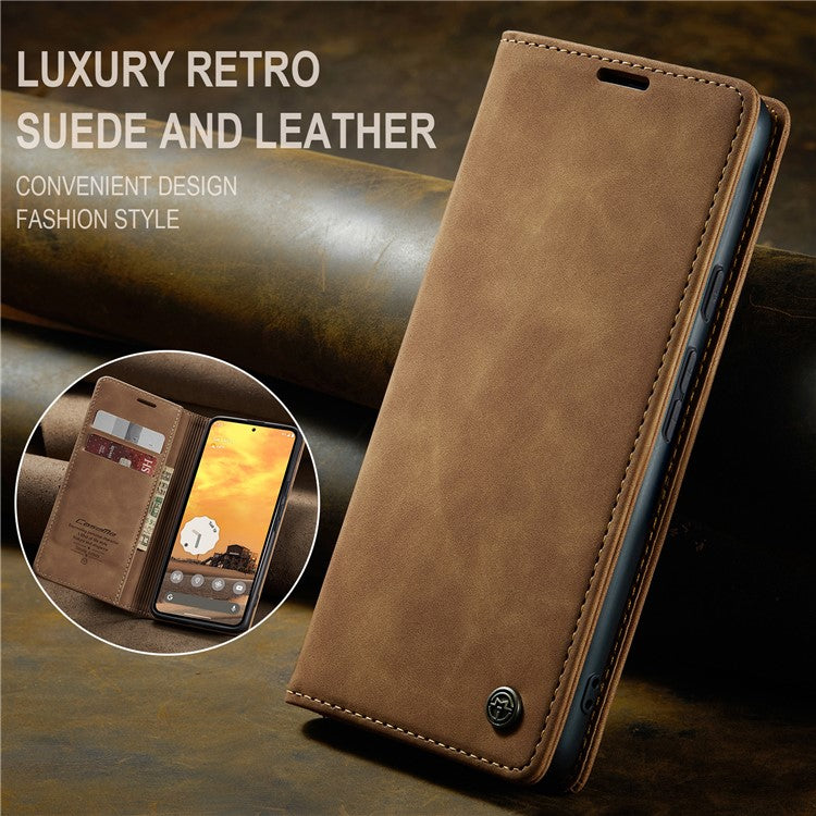CASEME 013 Series For Google Pixel 9 Pro  /  Pixel 9 Case Card Holder Stand Leather Phone Cover - Brown