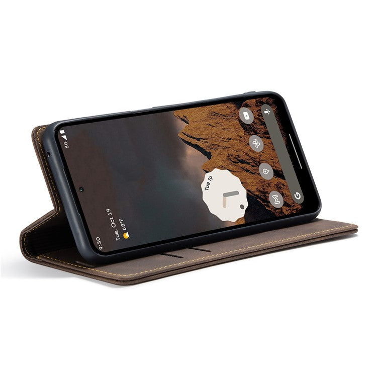 CASEME 013 Series For Google Pixel 9 Pro  /  Pixel 9 Case Card Holder Stand Leather Phone Cover - Coffee