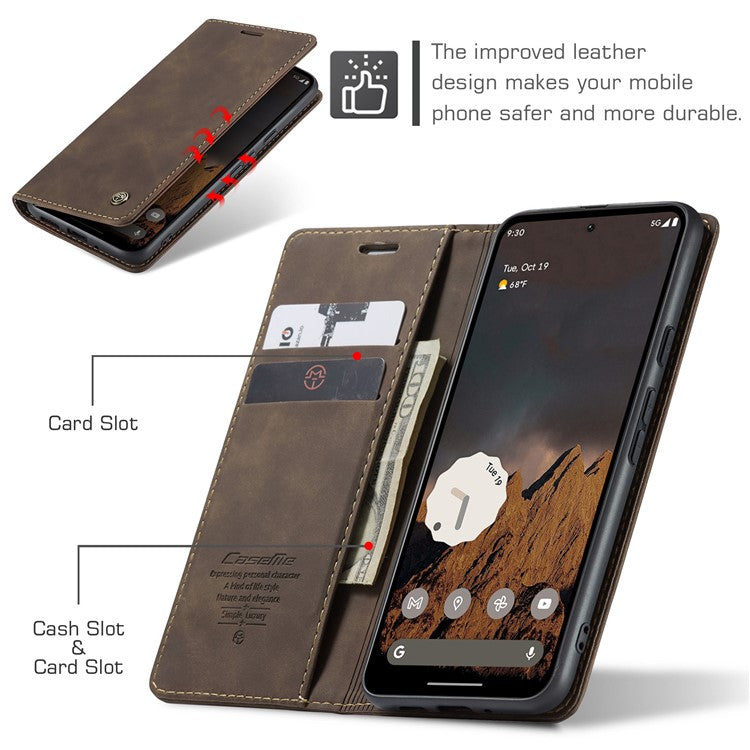 CASEME 013 Series For Google Pixel 9 Pro  /  Pixel 9 Case Card Holder Stand Leather Phone Cover - Coffee