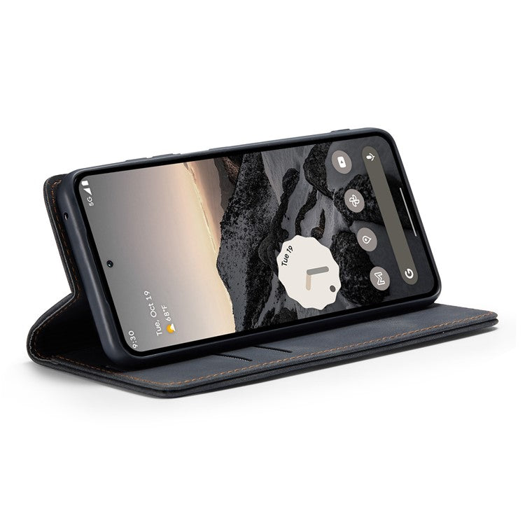 CASEME 013 Series For Google Pixel 9 Pro  /  Pixel 9 Case Card Holder Stand Leather Phone Cover - Black