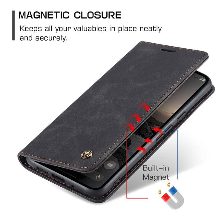 CASEME 013 Series For Google Pixel 9 Pro  /  Pixel 9 Case Card Holder Stand Leather Phone Cover - Black