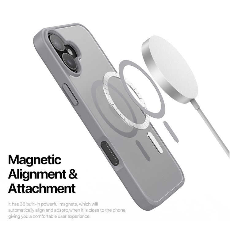 DUX DUCIS Yind Series For iPhone 16 Plus Case Compatible with MagSafe PC+TPU Matte Phone Cover - Grey
