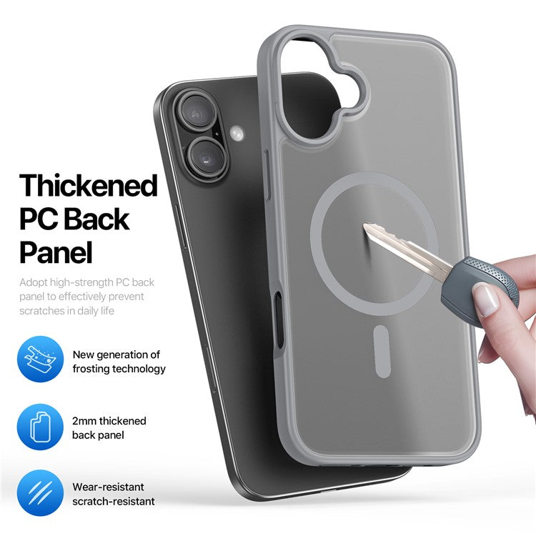 DUX DUCIS Yind Series For iPhone 16 Plus Case Compatible with MagSafe PC+TPU Matte Phone Cover - Grey