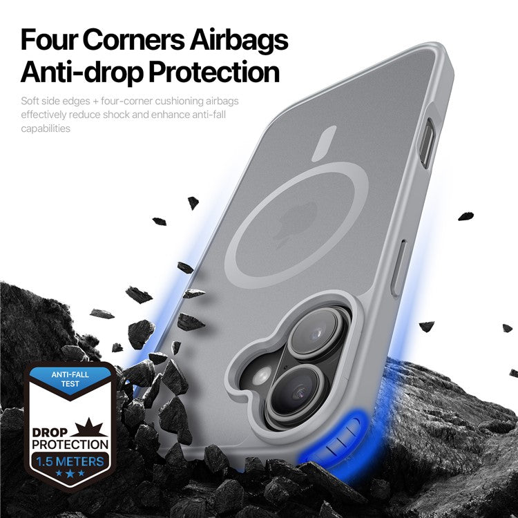 DUX DUCIS Yind Series For iPhone 16 Plus Case Compatible with MagSafe PC+TPU Matte Phone Cover - Grey