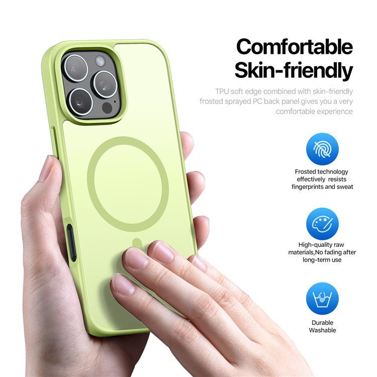 DUX DUCIS Yind Series For iPhone 16 Pro Magnetic Case Airbag Corners PC+TPU Matte Phone Cover - Green