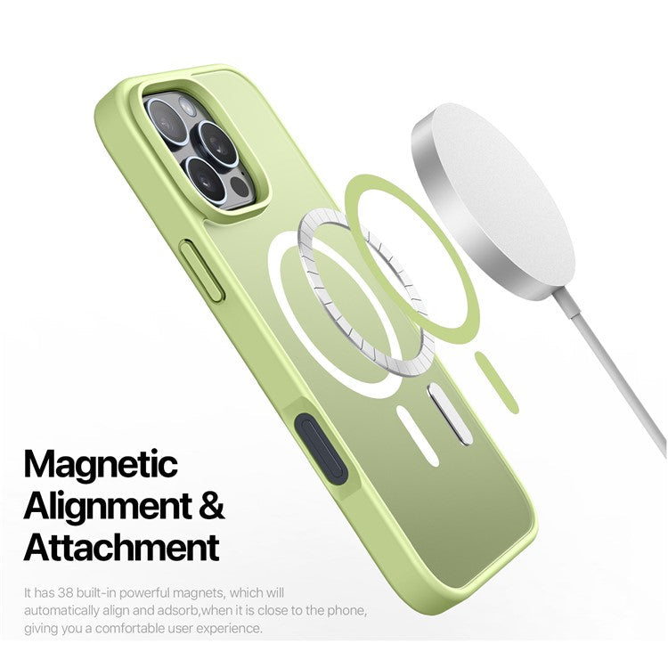 DUX DUCIS Yind Series For iPhone 16 Pro Magnetic Case Airbag Corners PC+TPU Matte Phone Cover - Green