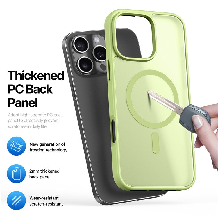 DUX DUCIS Yind Series For iPhone 16 Pro Magnetic Case Airbag Corners PC+TPU Matte Phone Cover - Green