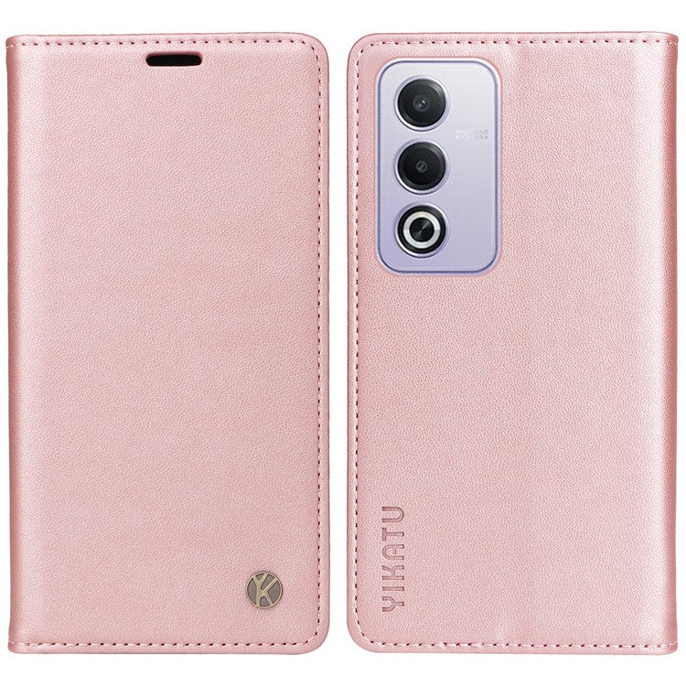 YIKATU YK-001 For Oppo A3 Pro (Global) 5G / A3 Pro (India) 5G Case Stand Leather Phone Cover Strong Magnetic Closure - Rose Gold