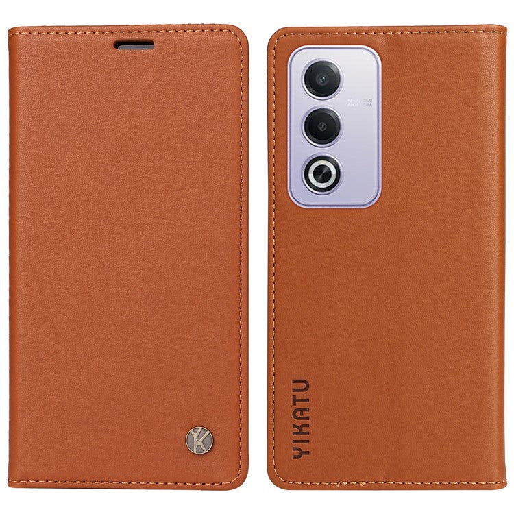 YIKATU YK-001 For Oppo A3 Pro (Global) 5G / A3 Pro (India) 5G Case Stand Leather Phone Cover Strong Magnetic Closure - Brown
