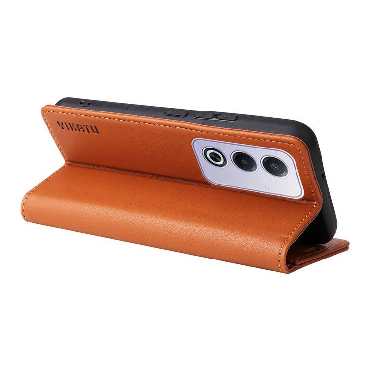 YIKATU YK-001 For Oppo A3 Pro (Global) 5G / A3 Pro (India) 5G Case Stand Leather Phone Cover Strong Magnetic Closure - Brown