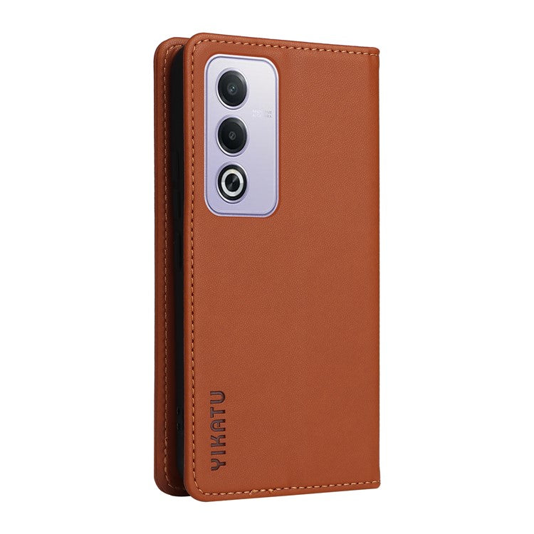 YIKATU YK-001 For Oppo A3 Pro (Global) 5G / A3 Pro (India) 5G Case Stand Leather Phone Cover Strong Magnetic Closure - Brown