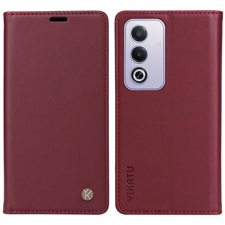 YIKATU YK-001 For Oppo A3 Pro (Global) 5G / A3 Pro (India) 5G Case Stand Leather Phone Cover Strong Magnetic Closure - Wine Red