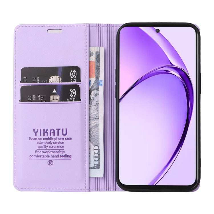 YIKATU YK-001 For Oppo A3 Pro (Global) 5G / A3 Pro (India) 5G Case Stand Leather Phone Cover Strong Magnetic Closure - Light Purple