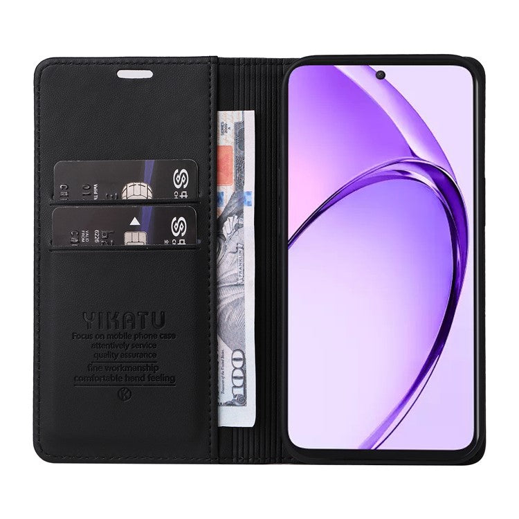 YIKATU YK-001 For Oppo A3 Pro (Global) 5G / A3 Pro (India) 5G Case Stand Leather Phone Cover Strong Magnetic Closure - Black
