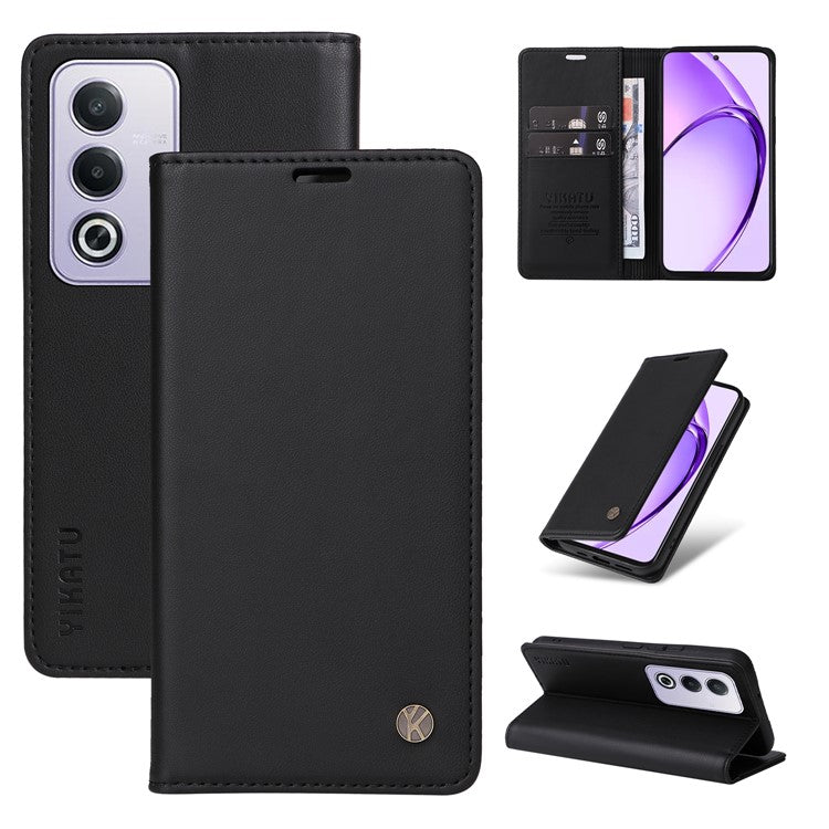YIKATU YK-001 For Oppo A3 Pro (Global) 5G / A3 Pro (India) 5G Case Stand Leather Phone Cover Strong Magnetic Closure - Black
