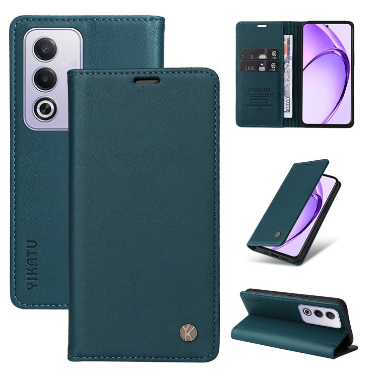 YIKATU YK-001 For Oppo A3 Pro (Global) 5G / A3 Pro (India) 5G Case Stand Leather Phone Cover Strong Magnetic Closure - Green