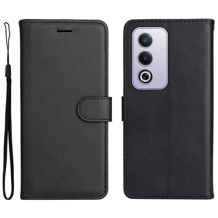 KT Leather Series-2 for Oppo A3 Pro (Global) 5G / A3 Pro (India) 5G Case Solid Color Leather Phone Cover Wallet Stand - Black