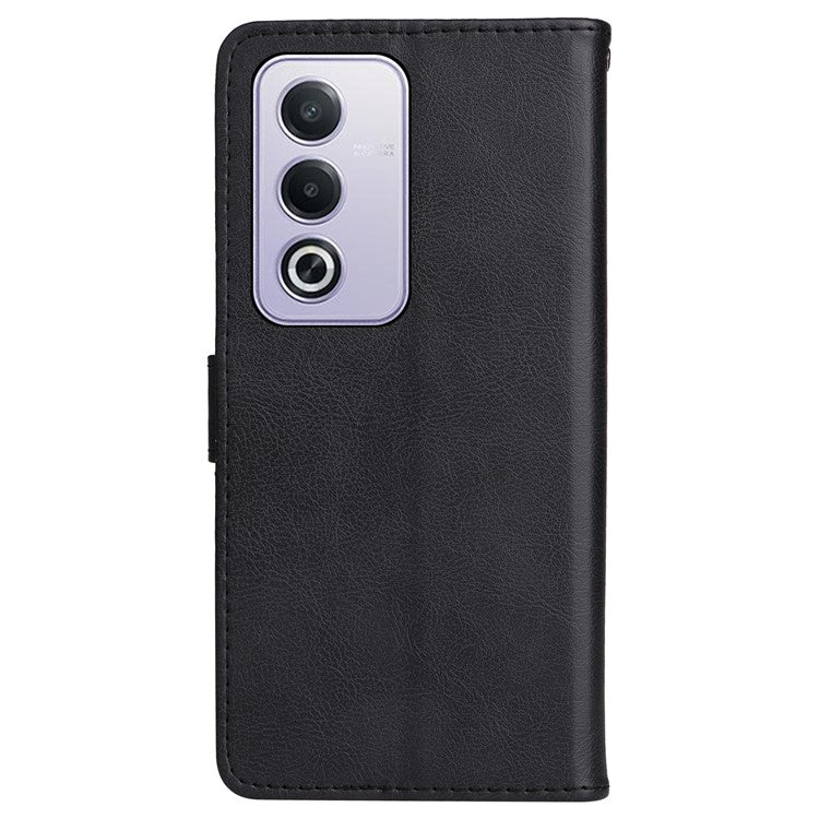KT Leather Series-2 for Oppo A3 Pro (Global) 5G / A3 Pro (India) 5G Case Solid Color Leather Phone Cover Wallet Stand - Black