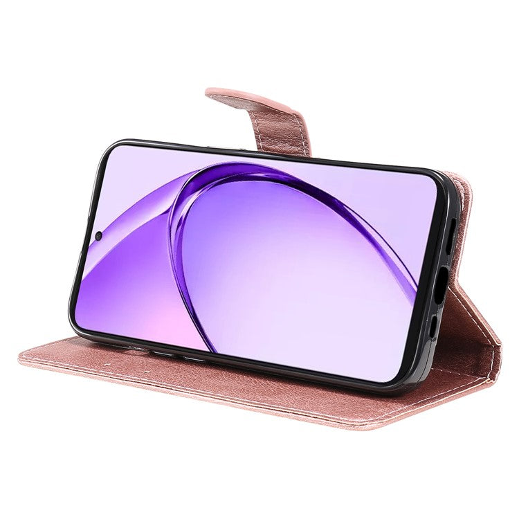 KT Leather Series-2 for Oppo A3 Pro (Global) 5G / A3 Pro (India) 5G Case Solid Color Leather Phone Cover Wallet Stand - Rose Gold