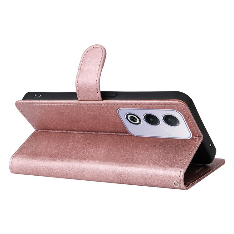 KT Leather Series-2 for Oppo A3 Pro (Global) 5G / A3 Pro (India) 5G Case Solid Color Leather Phone Cover Wallet Stand - Rose Gold