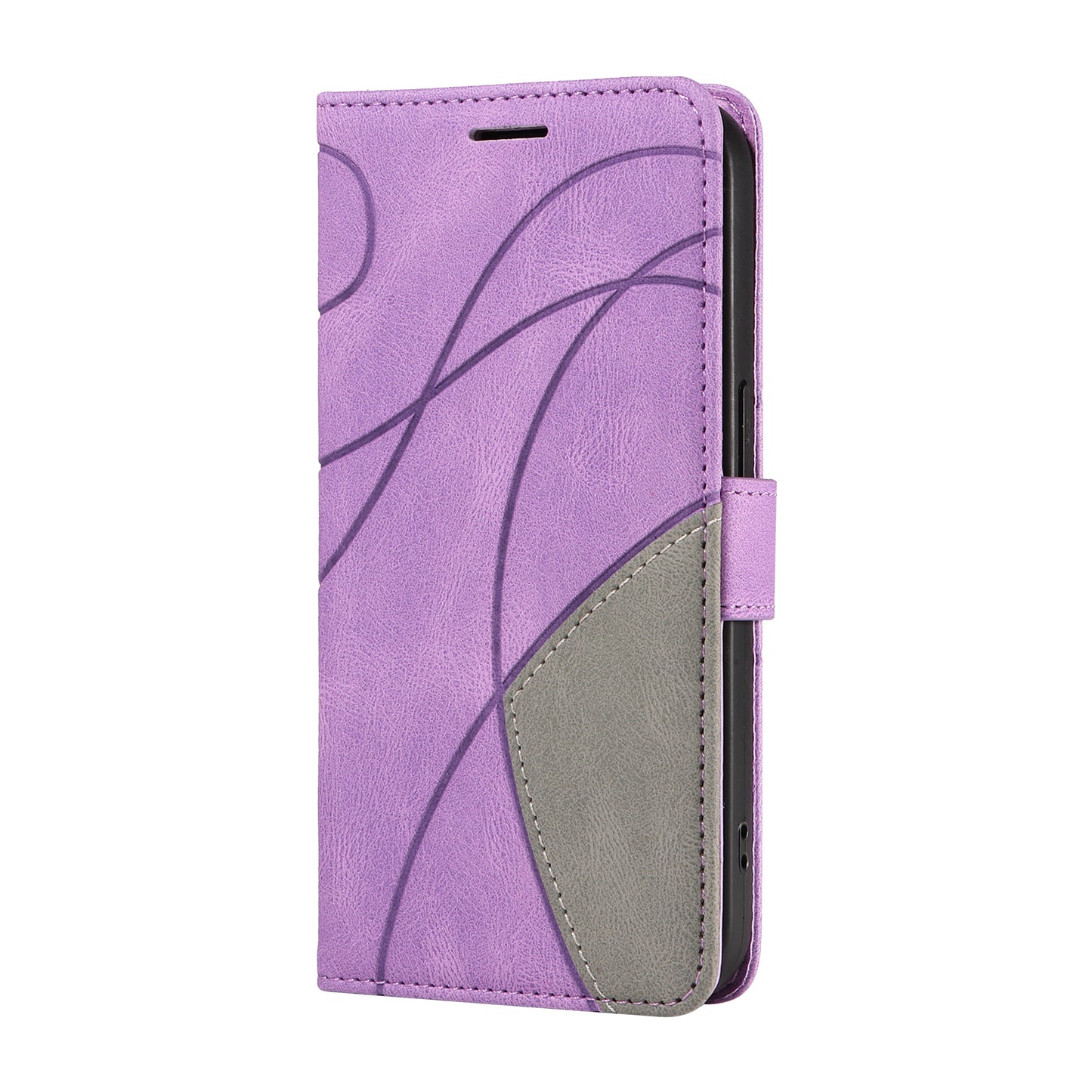 KT Leather Series-1 For Samsung Galaxy A16 5G / A16 4G Leather Case Color Splicing Phone Cover Wallet Stand - Purple