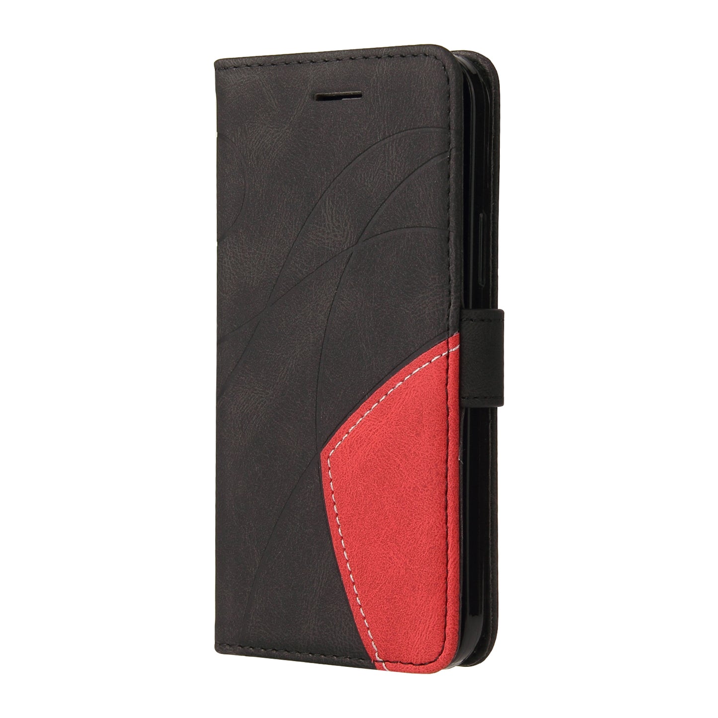 KT Leather Series-1 For Samsung Galaxy A16 5G / A16 4G Leather Case Color Splicing Phone Cover Wallet Stand - Black