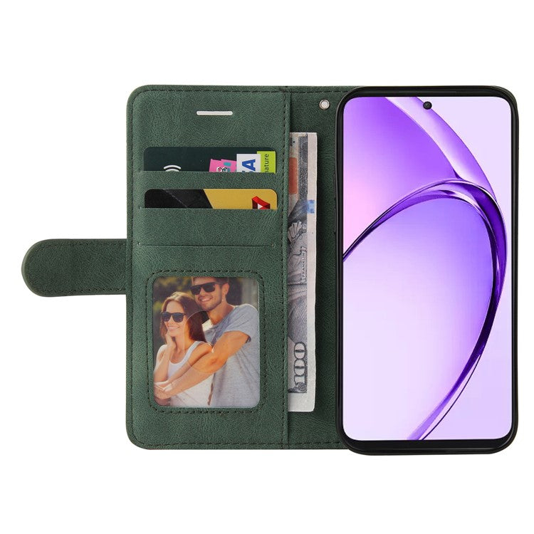 KT Leather Series-1 For Oppo A3 Pro (Global) 5G / A3 Pro (India) 5G Leather Case Color Splicing Phone Cover Wallet Stand - Green