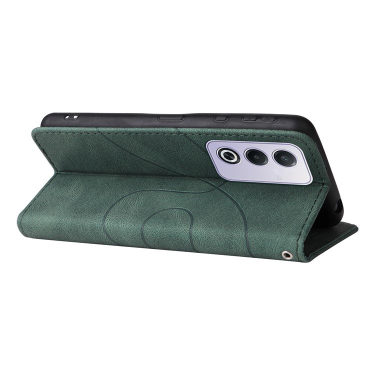 KT Leather Series-1 For Oppo A3 Pro (Global) 5G / A3 Pro (India) 5G Leather Case Color Splicing Phone Cover Wallet Stand - Green
