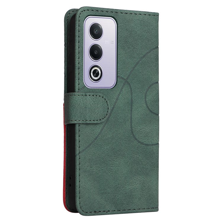 KT Leather Series-1 For Oppo A3 Pro (Global) 5G / A3 Pro (India) 5G Leather Case Color Splicing Phone Cover Wallet Stand - Green