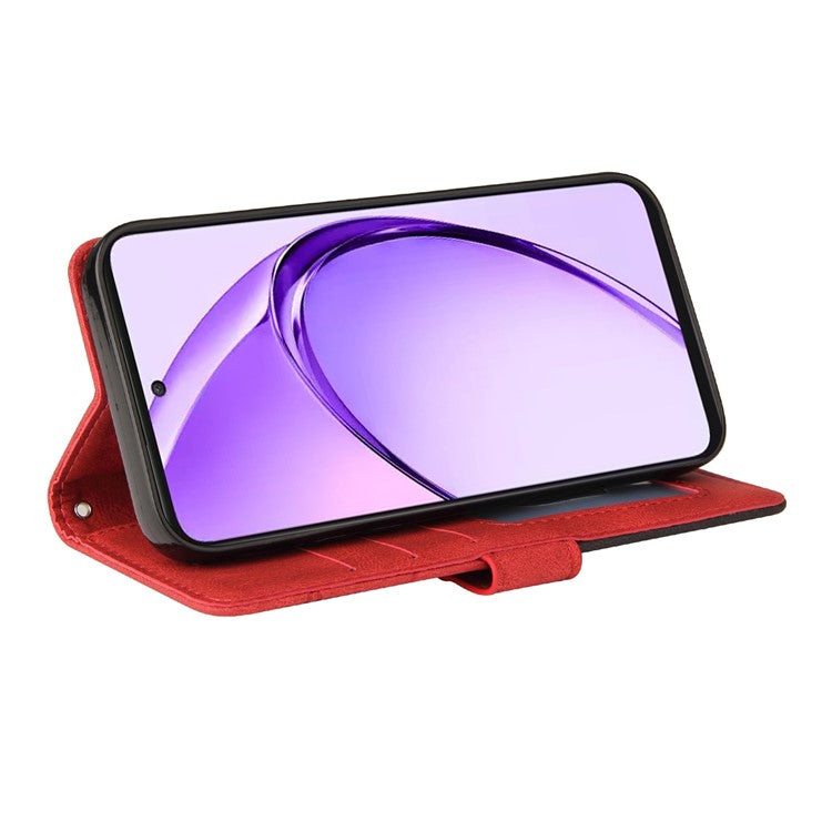 KT Leather Series-1 For Oppo A3 Pro (Global) 5G / A3 Pro (India) 5G Leather Case Color Splicing Phone Cover Wallet Stand - Red