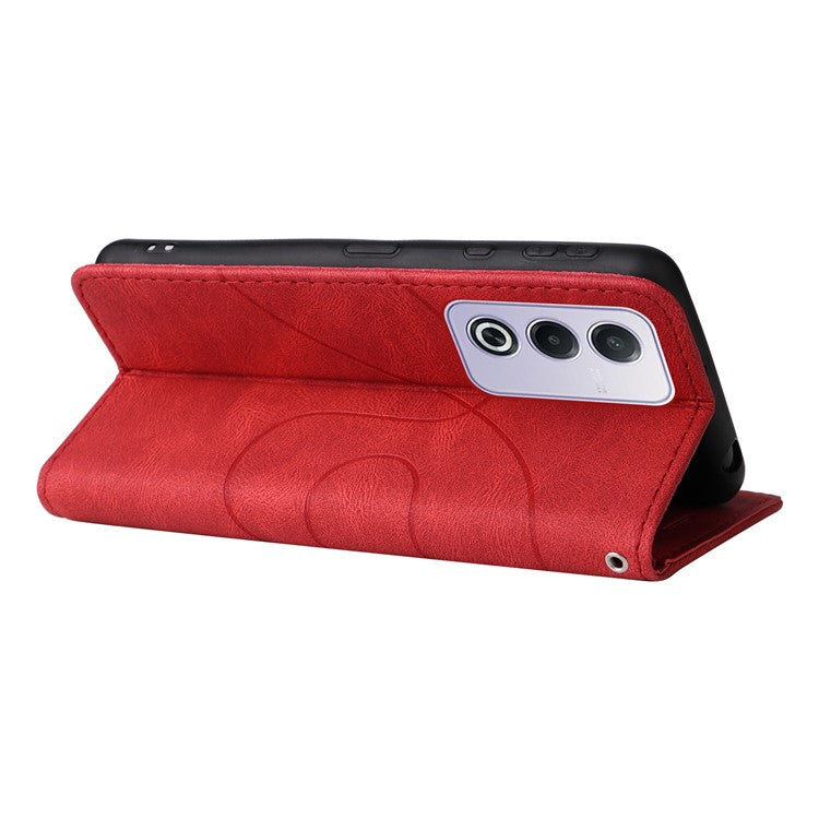 KT Leather Series-1 For Oppo A3 Pro (Global) 5G / A3 Pro (India) 5G Leather Case Color Splicing Phone Cover Wallet Stand - Red
