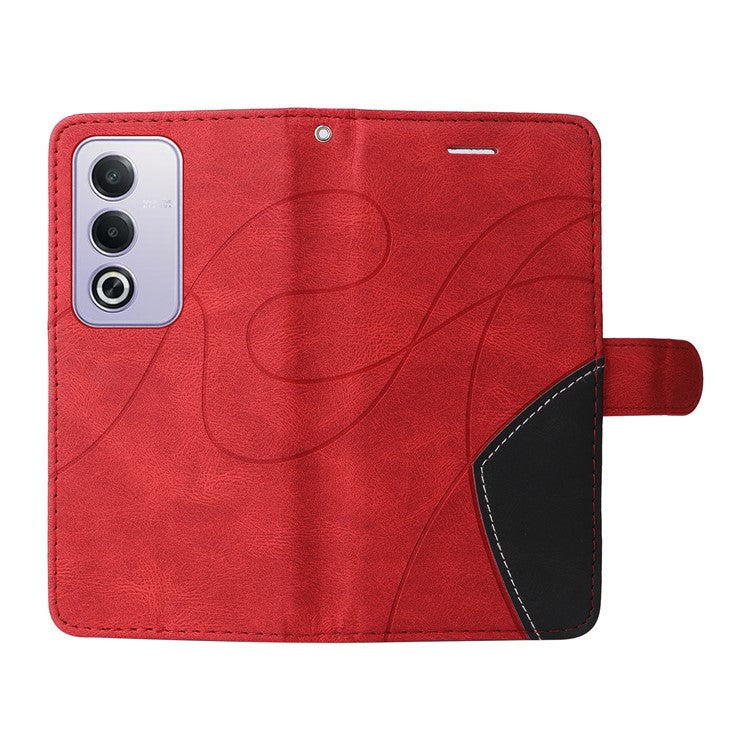 KT Leather Series-1 For Oppo A3 Pro (Global) 5G / A3 Pro (India) 5G Leather Case Color Splicing Phone Cover Wallet Stand - Red