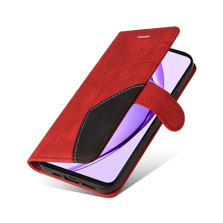 KT Leather Series-1 For Oppo A3 Pro (Global) 5G / A3 Pro (India) 5G Leather Case Color Splicing Phone Cover Wallet Stand - Red