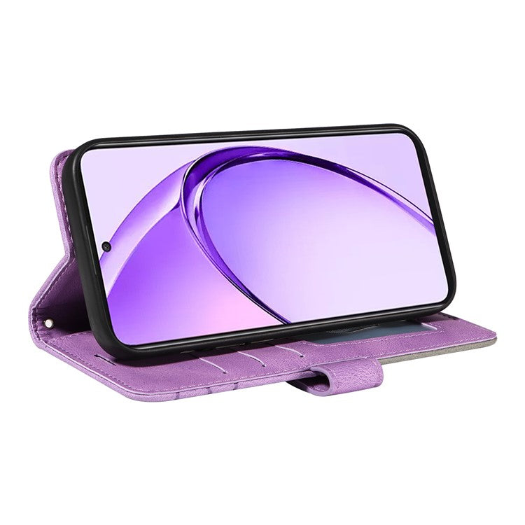 KT Leather Series-1 For Oppo A3 Pro (Global) 5G / A3 Pro (India) 5G Leather Case Color Splicing Phone Cover Wallet Stand - Purple