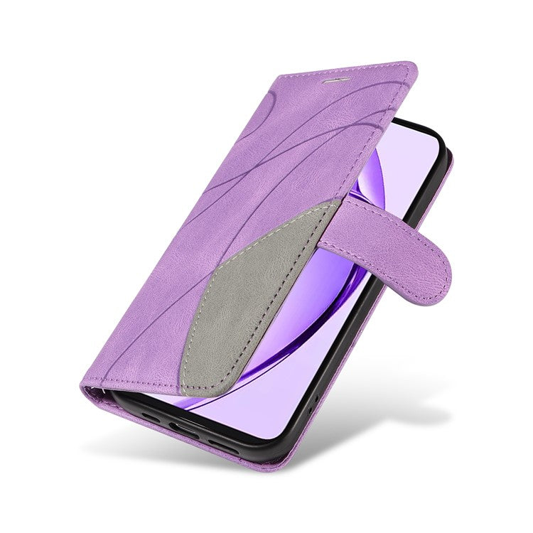 KT Leather Series-1 For Oppo A3 Pro (Global) 5G / A3 Pro (India) 5G Leather Case Color Splicing Phone Cover Wallet Stand - Purple