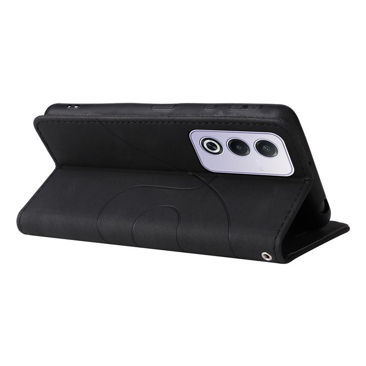 KT Leather Series-1 For Oppo A3 Pro (Global) 5G / A3 Pro (India) 5G Leather Case Color Splicing Phone Cover Wallet Stand - Black