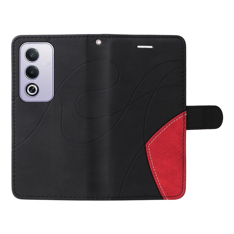 KT Leather Series-1 For Oppo A3 Pro (Global) 5G / A3 Pro (India) 5G Leather Case Color Splicing Phone Cover Wallet Stand - Black