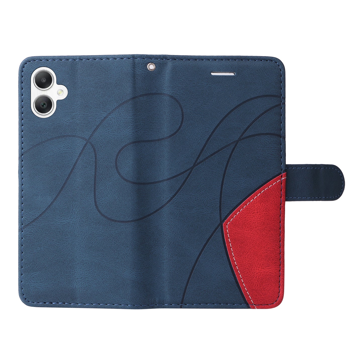 KT Leather Series-1 For Samsung Galaxy A06 Leather Case Color Splicing Phone Cover Wallet Stand - Blue