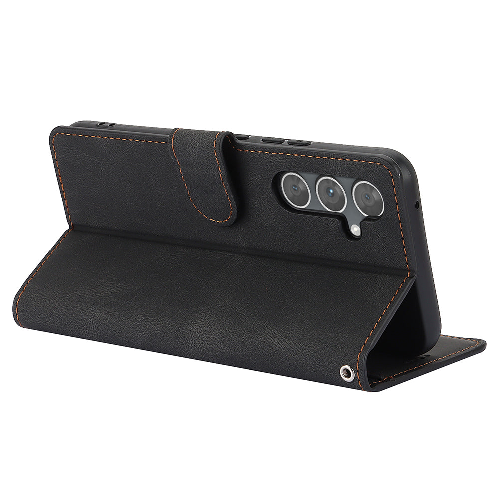 For Samsung Galaxy A16 5G / A16 4G Case PU Leather Phone Cover with Wallet Stand View - Black