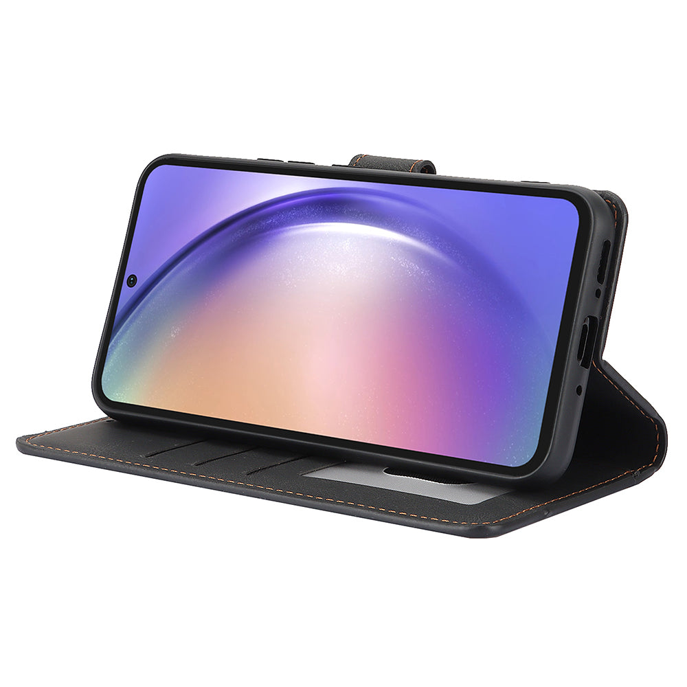 For Samsung Galaxy A16 5G / A16 4G Case PU Leather Phone Cover with Wallet Stand View - Black