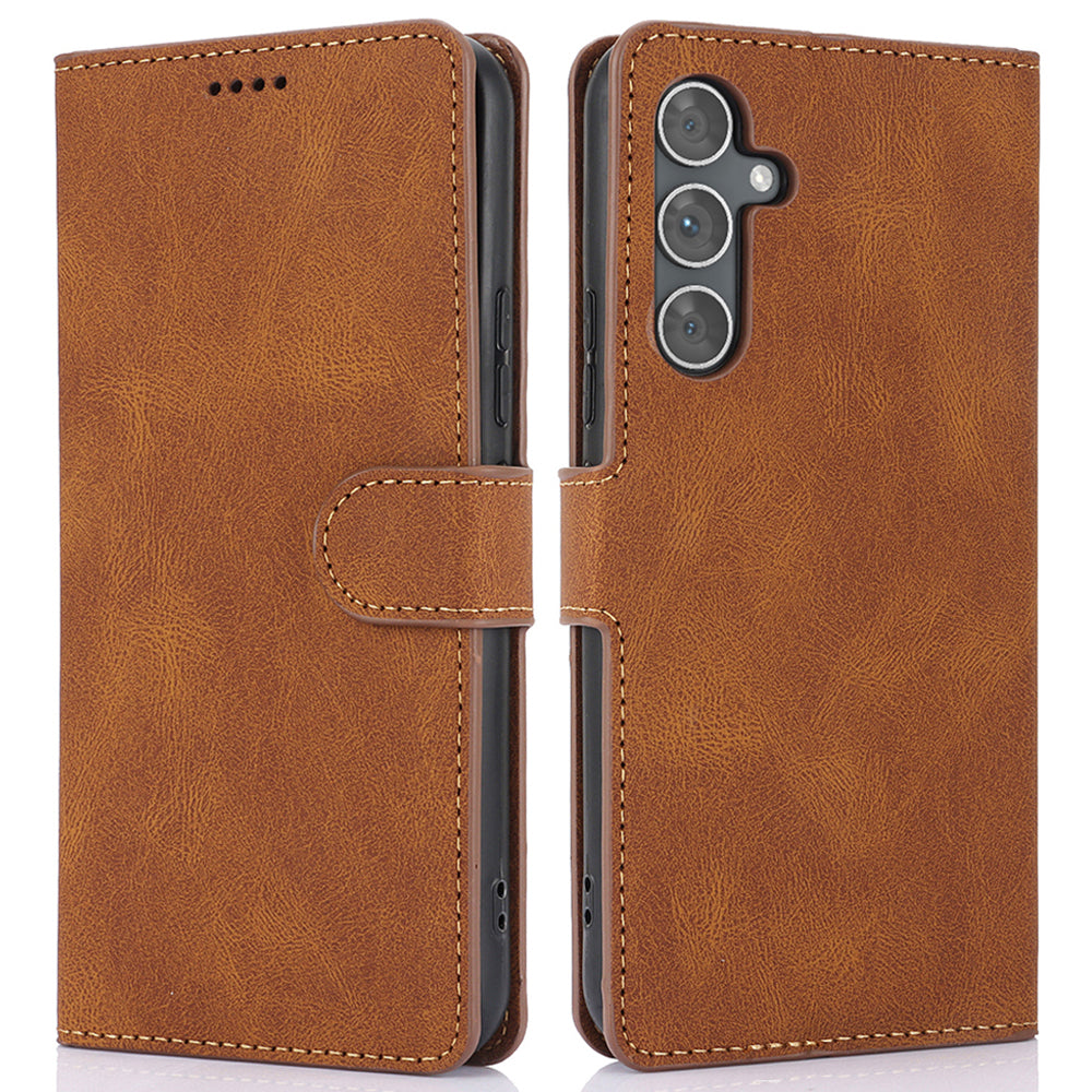 For Samsung Galaxy A16 5G / A16 4G Case PU Leather Phone Cover with Wallet Stand View - Brown