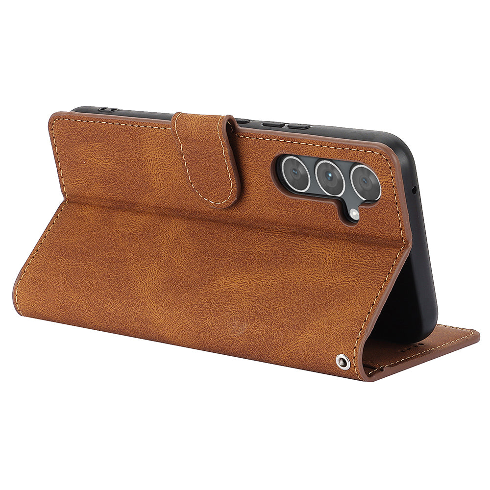 For Samsung Galaxy A16 5G / A16 4G Case PU Leather Phone Cover with Wallet Stand View - Brown