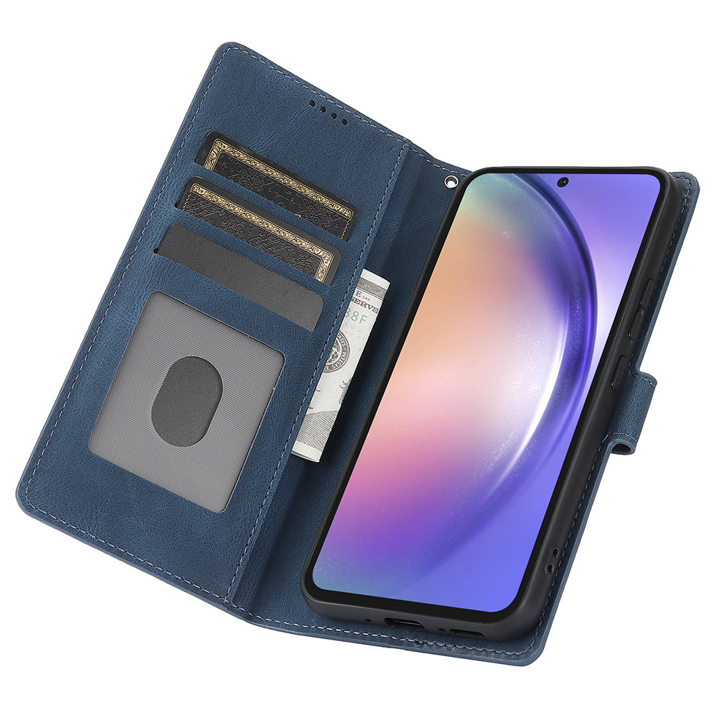 For Samsung Galaxy A16 5G / A16 4G Case PU Leather Phone Cover with Wallet Stand View - Blue