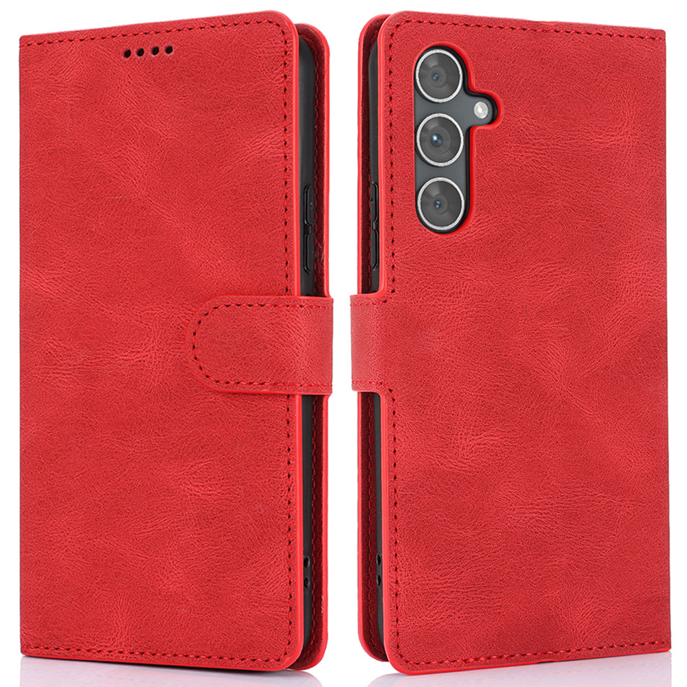 For Samsung Galaxy A16 5G / A16 4G Case PU Leather Phone Cover with Wallet Stand View - Red