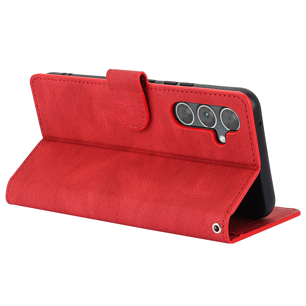 For Samsung Galaxy A16 5G / A16 4G Case PU Leather Phone Cover with Wallet Stand View - Red