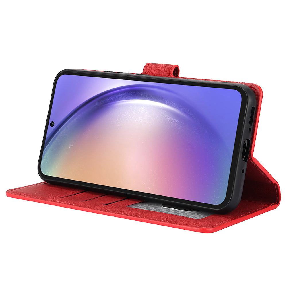 For Samsung Galaxy A16 5G / A16 4G Case PU Leather Phone Cover with Wallet Stand View - Red