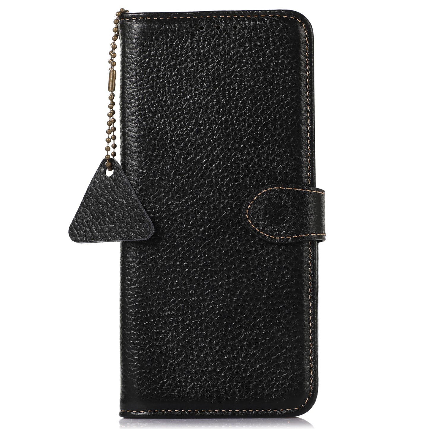 For Samsung Galaxy A16 5G / A16 4G Case RFID Blocking Genuine Cow Leather Phone Cover - Black