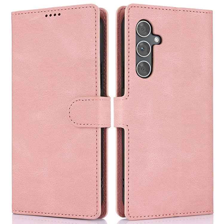 For Samsung Galaxy S24 FE Case PU Leather Phone Cover with Wallet Stand View - Pink