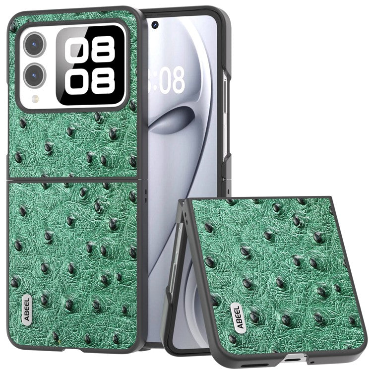 ABEEL For Huawei nova Flip 5G Case Genuine Leather Ostrich Texture Phone Cover - Green