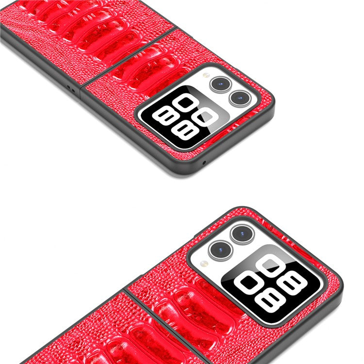 ABEEL For Huawei nova Flip 5G Case Genuine Leather Crocodile Texture Phone Cover - Red